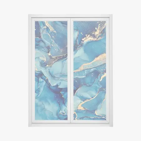 Pegatina para ventana mareas doradas en azul – Pixers®