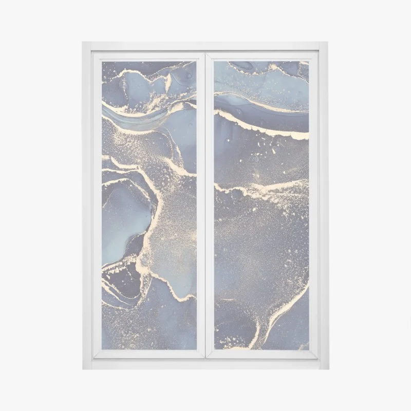 Pegatina para ventana sueño líquido en azul y dorado