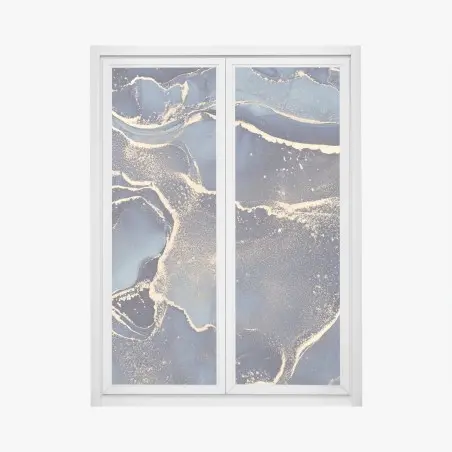 Pegatina para ventana sueño líquido en azul y dorado – Pixers®