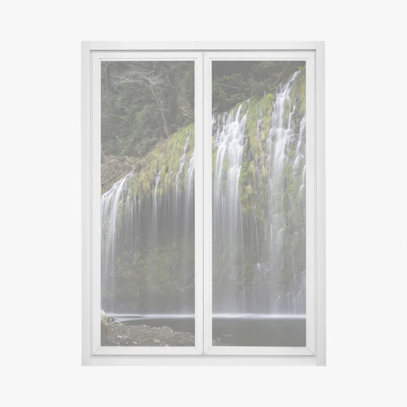Pegatina para ventana cascada de cortina en bosque musgoso