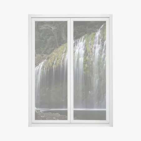 Pegatina para ventana cascada de cortina en bosque musgoso – Pixers®