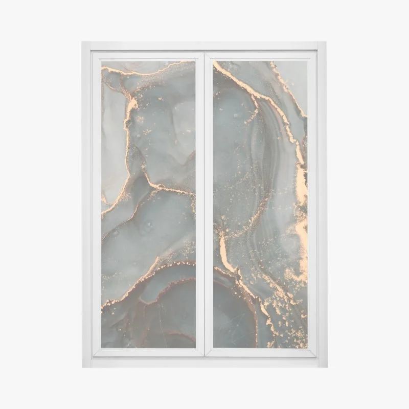 Pegatina para ventana paisaje fluido con vetas doradas