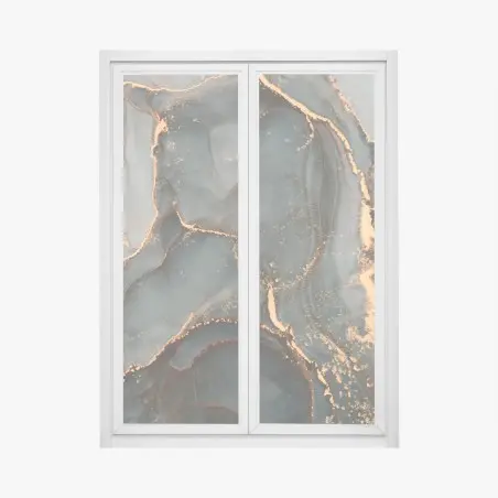 Pegatina para ventana paisaje fluido con vetas doradas – Pixers®