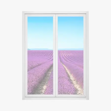 Pegatina para ventana panorama de campos de lavanda en flor – Pixers®