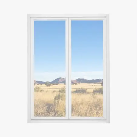 Pegatina para ventana panorama de sabana dorada y montañas – Pixers®