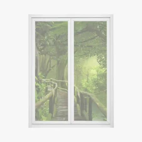 Pegatina para ventana sendero místico en la selva tropical – Pixers®