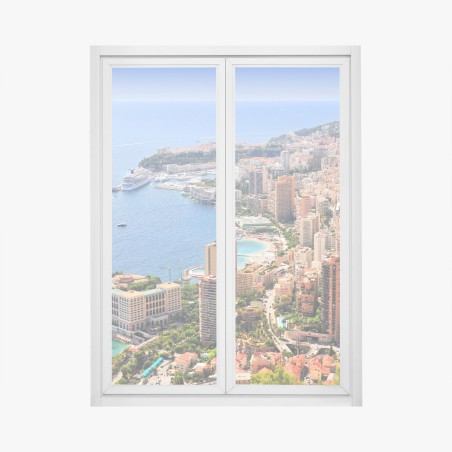 Pegatina para ventana vista aérea de la costa de Mónaco con yates y puerto – Pixers®