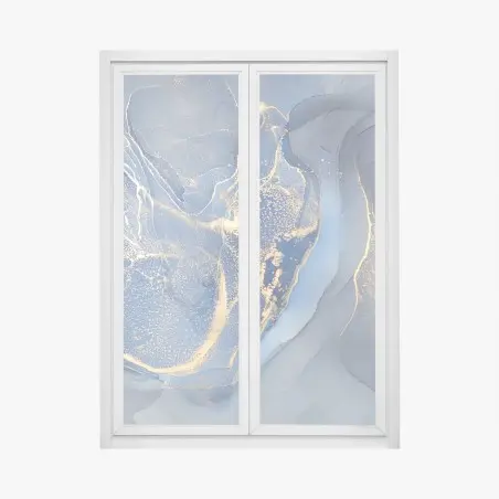 Pegatina para ventana abstracción oceánica en azul y dorado – Pixers®