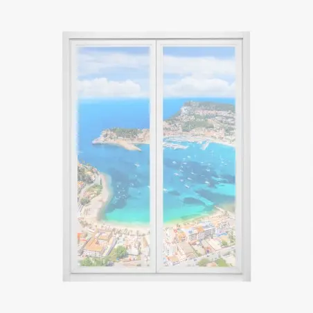 Pegatina para ventana panorámica de la bahía de Port de Sóller, Mallorca – Pixers®