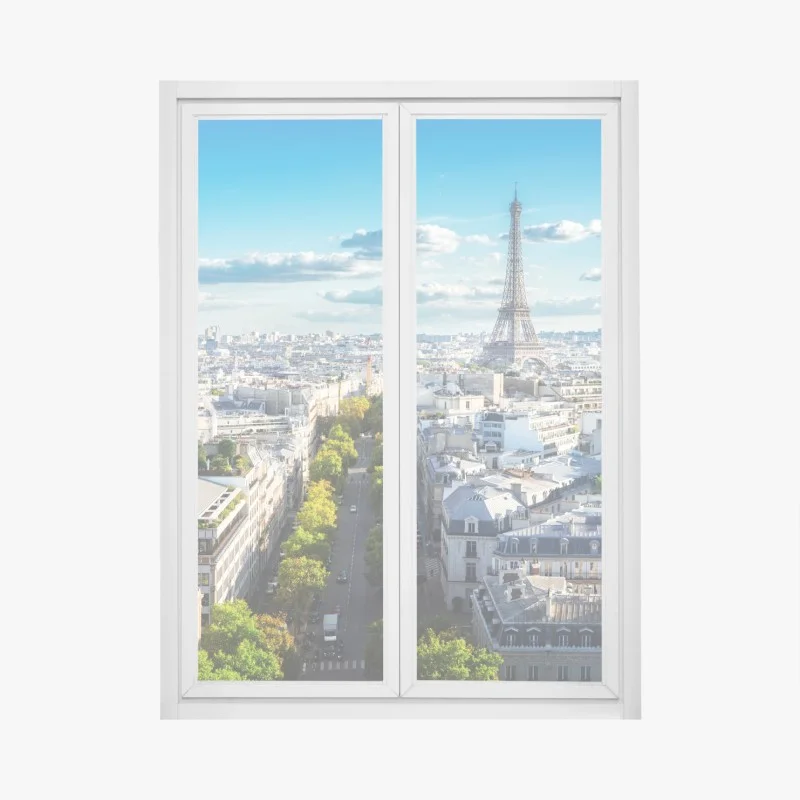 Pegatina para ventana vistas panorámicas de la Torre Eiffel en París