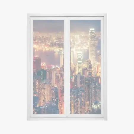 Pegatina para ventana luces nocturnas de Hong Kong desde Victoria Peak – Pixers®
