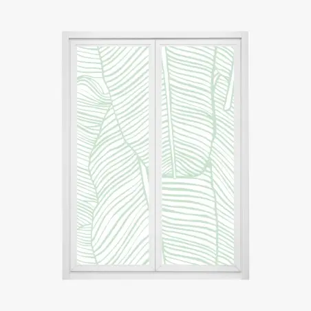 Pegatina para ventana patrón de hojas tropicales en verde menta – Pixers®