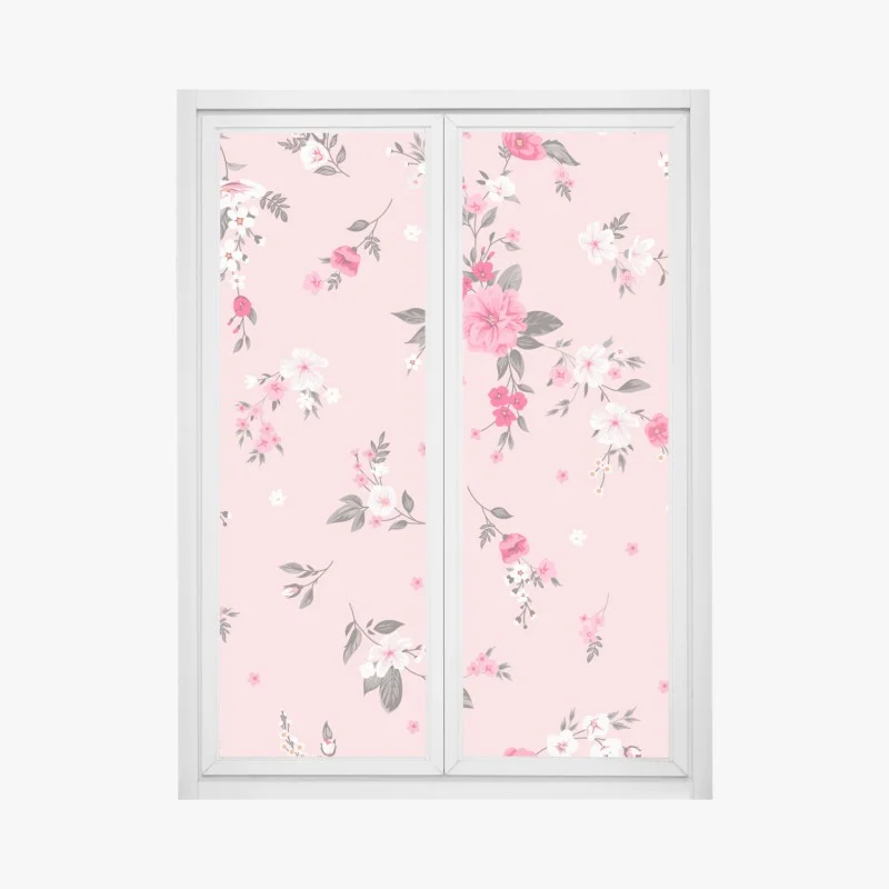 Pegatina para ventana estampado floral rosa delicado