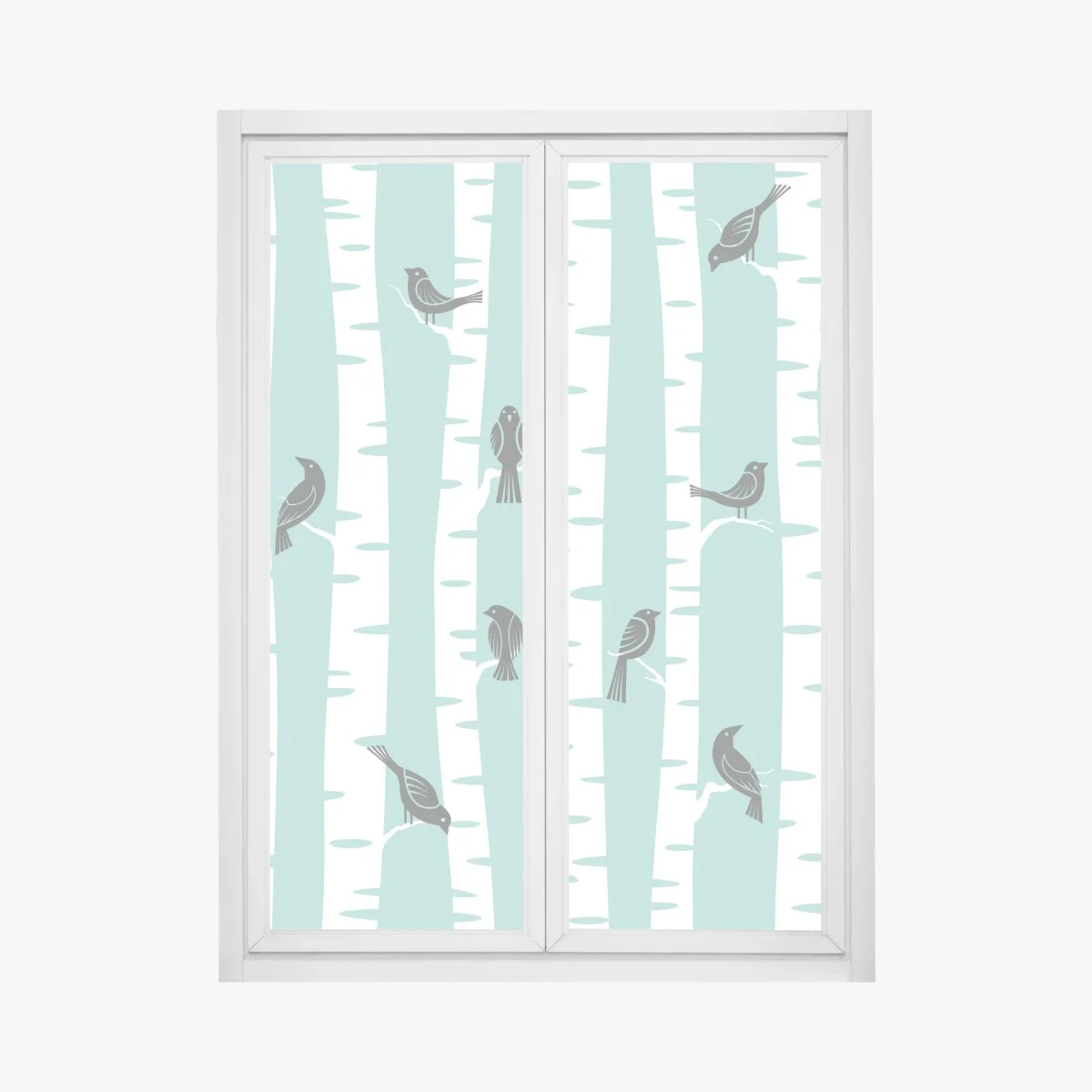 Pegatina para ventana patrón de abedules y pájaros en menta – Pixers® Pegatina para ventana patrón de abedules y pájaros en menta – Pixers®