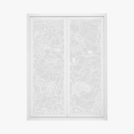 Pegatina para ventana patrón floral minimalista en tonos grises – Pixers®