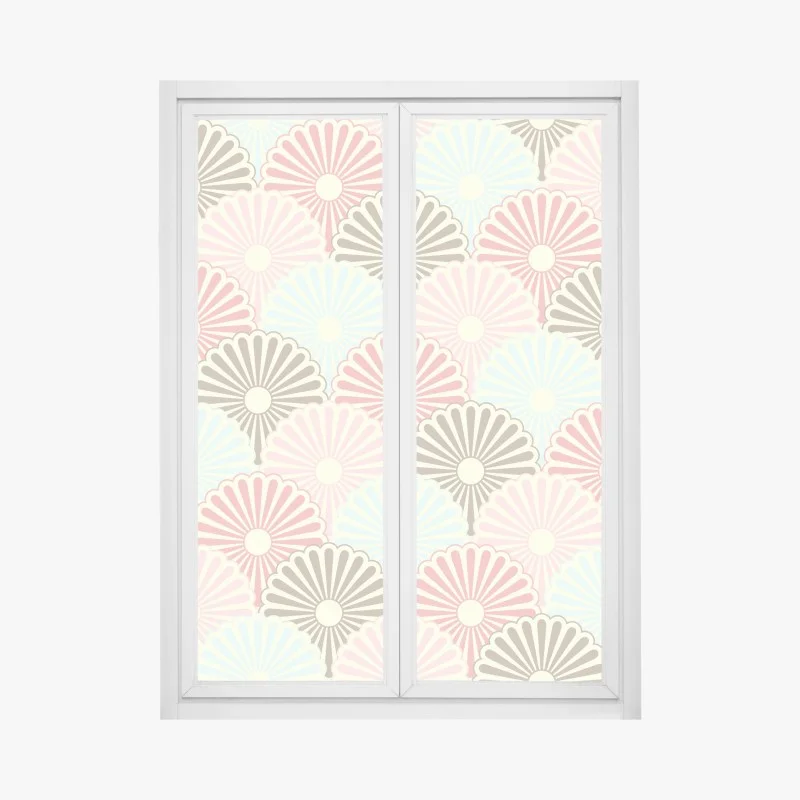 Pegatina para ventana diseño floral retro en tonos pastel