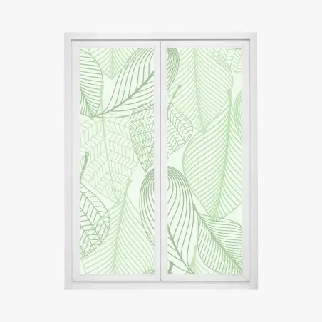 Pegatina para ventana patrón botánico de hojas verdes estilizadas – Pixers®