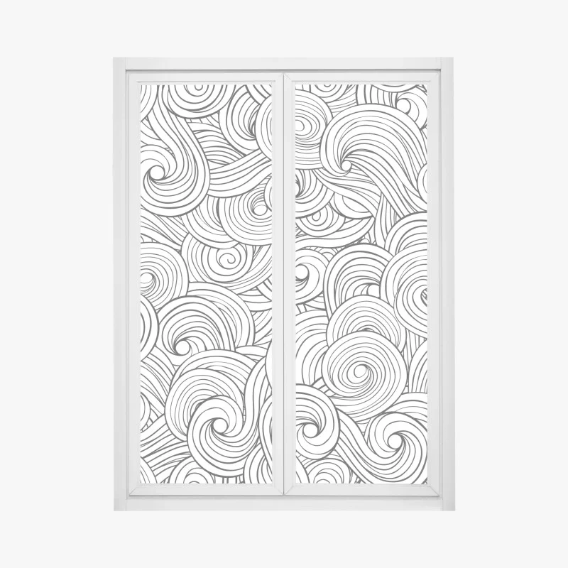 Pegatina para ventana patrón de remolinos en blanco y negro