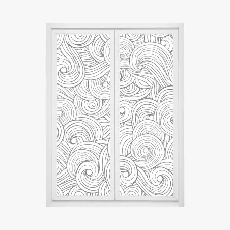 Pegatina para ventana patrón de remolinos en blanco y negro – Pixers®