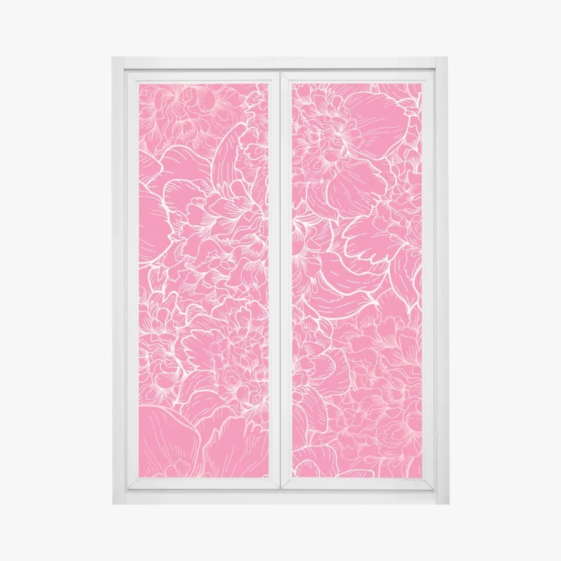Pegatina para ventana estampado floral rosa vibrante