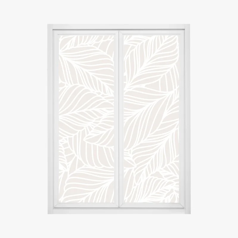 Pegatina para ventana diseño botánico minimalista en tonos beige