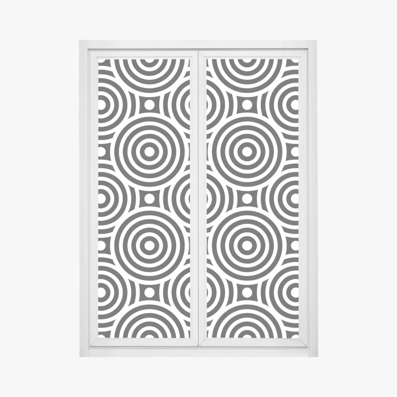 Pegatina para ventana patrón óptico de círculos concéntricos en blanco y negro