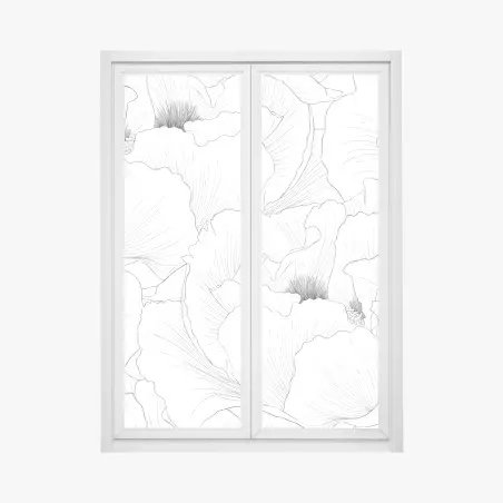 Pegatina para ventana diseño botánico en contorno blanco y negro – Pixers®
