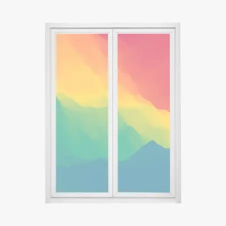 Pegatina para ventana paisaje abstracto de montañas en degradado vibrante – Pixers®