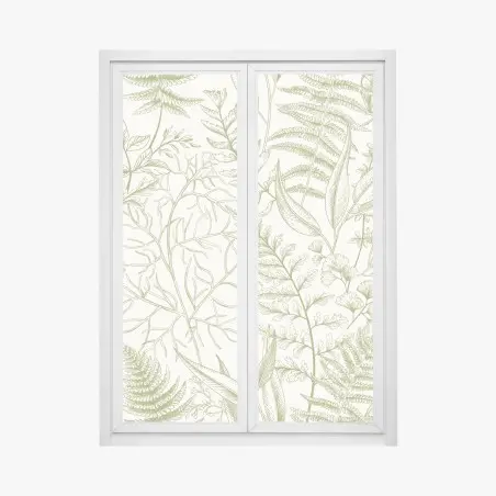 Pegatina para ventana patrón botánico de hojas y helechos – Pixers®