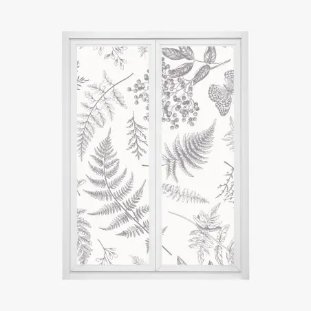 Pegatina para ventana patrón botánico vintage en blanco y negro – Pixers®