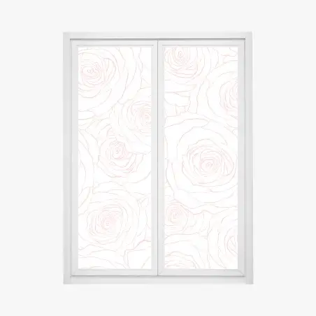 Pegatina para ventana diseño floral de rosas en contorno rosa – Pixers®