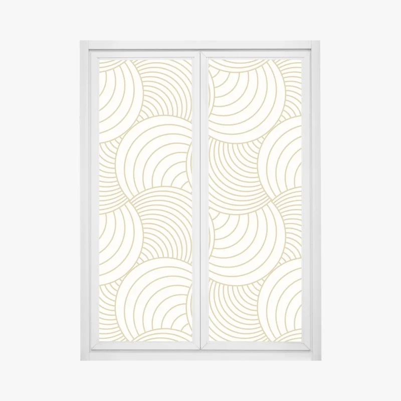 Pegatina para ventana patrón geométrico de círculos dorados sobre fondo crema