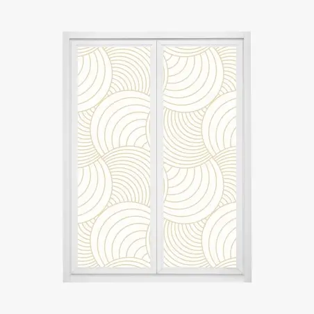 Pegatina para ventana patrón geométrico de círculos dorados sobre fondo crema – Pixers®