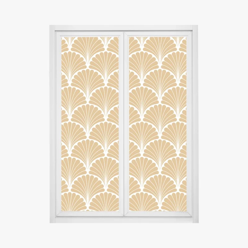 Pegatina para ventana patrón art déco de conchas doradas