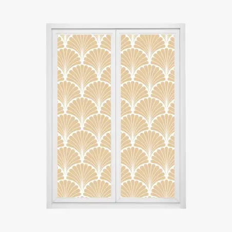 Pegatina para ventana patrón art déco de conchas doradas – Pixers®