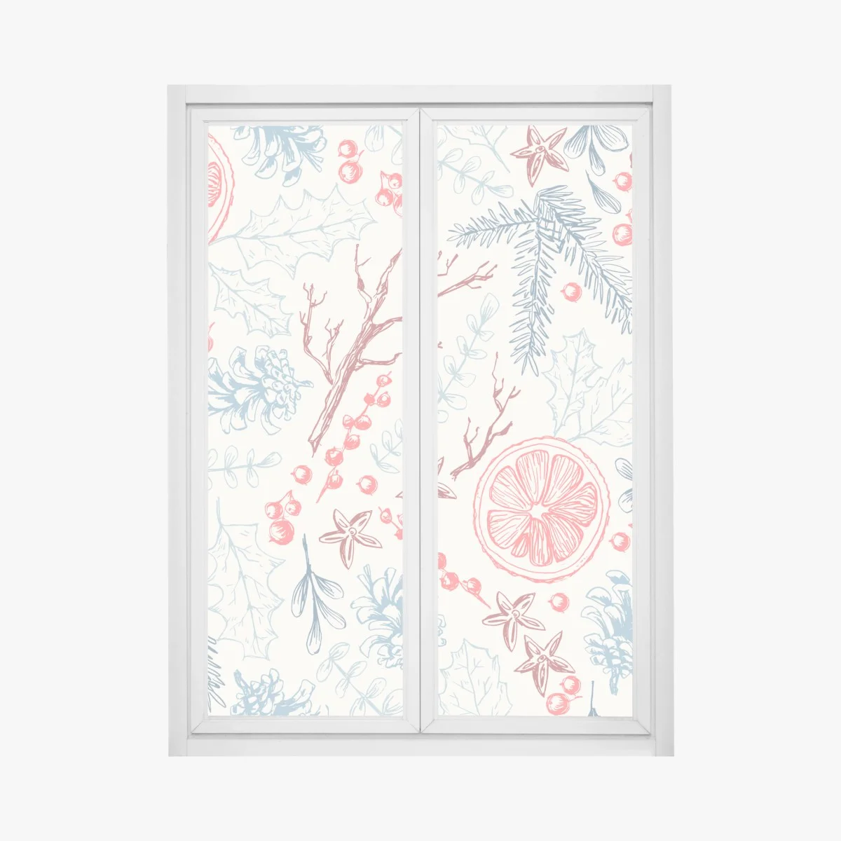 Pegatina para ventana patrón botánico navideño en tonos suaves – Pixers® Pegatina para ventana patrón botánico navideño en tonos suaves – Pixers®