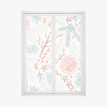 Pegatina para ventana patrón botánico navideño en tonos suaves – Pixers®