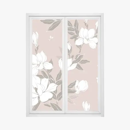 Pegatina para ventana fondo floral de magnolias en rosa empolvado – Pixers®