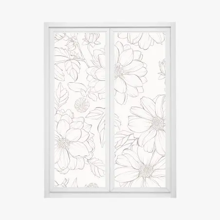 Pegatina para ventana estampado floral delicado en blanco y negro – Pixers®