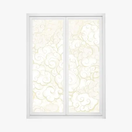 Pegatina para ventana patrón de nubes doradas estilo ornamental – Pixers®