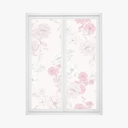 Pegatina para ventana patrón floral romántico en tonos rosa – Pixers®
