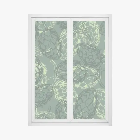 Pegatina para ventana patrón de lúpulos en tonos verdes – Pixers®