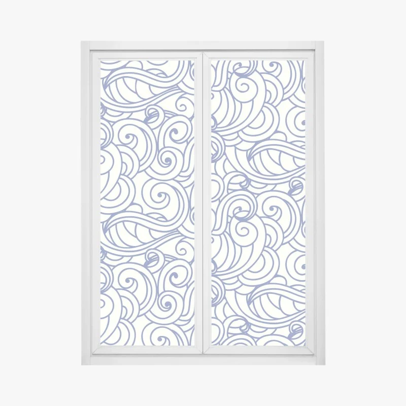 Pegatina para ventana patrón de olas ornamentales en azul