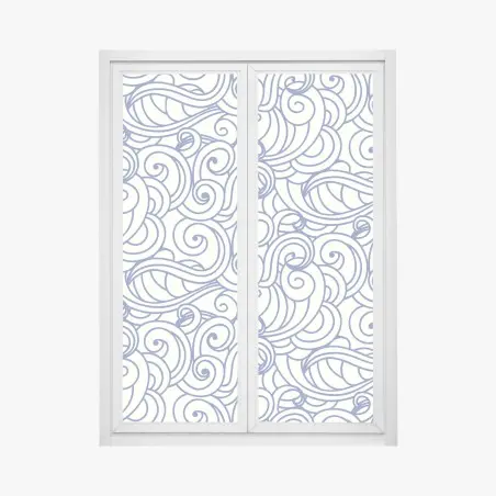 Pegatina para ventana patrón de olas ornamentales en azul – Pixers®