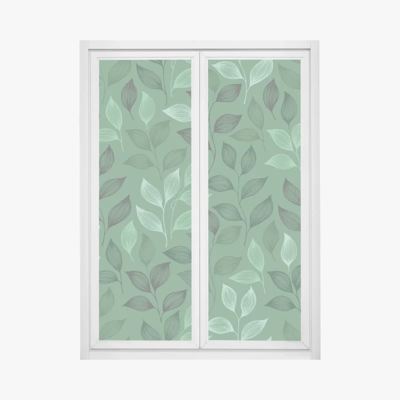 Pegatina para ventana diseño botánico de hojas verdes