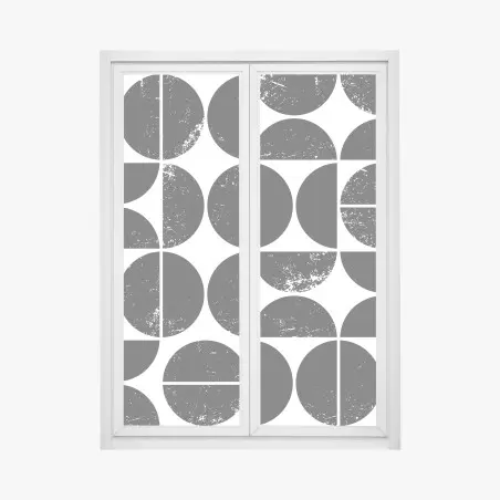 Pegatina para ventana patrón geométrico de círculos con textura envejecida – Pixers®
