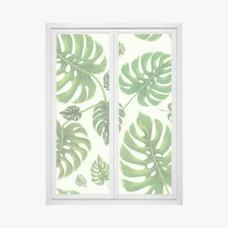Pegatina para ventana diseño tropical de hojas de monstera – Pixers®