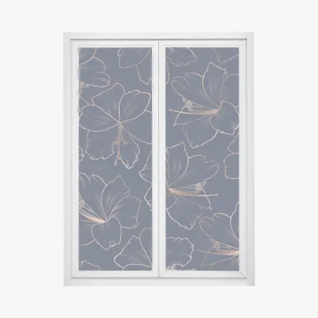 Pegatina para ventana diseño floral noche azul con contornos dorados – Pixers®