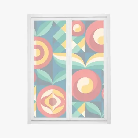 Pegatina para ventana patrón floral geométrico en tonos cálidos – Pixers®
