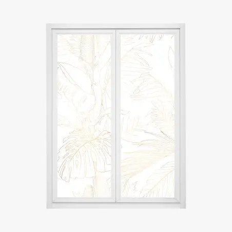 Pegatina para ventana diseño botánico dorado sobre blanco – Pixers®